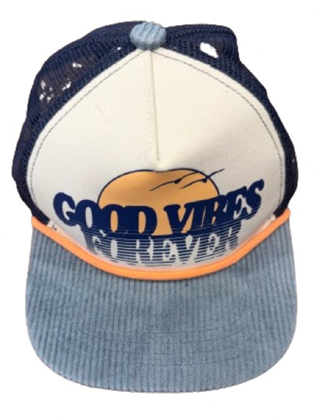 Good Vibes Forever Trucker Hat - Blue & White